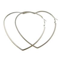 Messing Hoop Ohrringe, Herz, Platinfarbe platiniert, für Frau, 91x94x2mm, verkauft von Paar