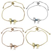 Brass Bracelet, with Opal, Horse, plated, adjustable & box chain & for woman 1mm Approx 5-8 Inch 