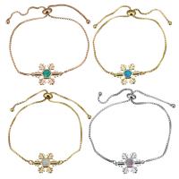 Brass Bracelet, with Opal, Snowflake, plated, adjustable & box chain & for woman 1mm Approx 5-8 Inch 