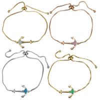 Brass Bracelet, with Opal, Anchor, plated, adjustable & box chain & for woman 1mm Approx 5-8 Inch 