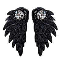 Zinc Alloy Split Earring, Wing Shape, plated, hypo allergic & for woman & with rhinestone 