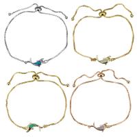 Brass Bracelet, with Opal, Dolphin, plated, adjustable & box chain & for woman 1mm Approx 5-8 Inch 