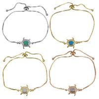 Brass Bracelet, with Opal, Turtle, plated, adjustable & box chain & for woman 1mm Approx 5-8 Inch 