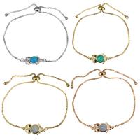 Brass Bracelet, with Opal, Owl, plated, adjustable & box chain & for woman 1mm Approx 5-8 Inch 