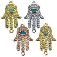 Brass Connector, with Opal, Hamsa, plated, micro pave cubic zirconia & 1/1 loop Approx 1mm 