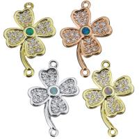 Brass Connector, with Opal, Flower, plated, micro pave cubic zirconia & 1/1 loop Approx 1mm 