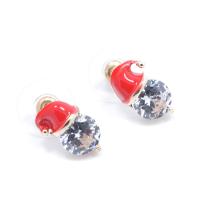 Zinc alliage strass Stud Earring, alliage de zinc, Placage de couleur d'or, pour femme & émail & avec strass, 12mm, Vendu par paire