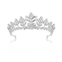 Bridal Tiaras, Zinc Alloy, Crown, silver color plated, with rhinestone, white 