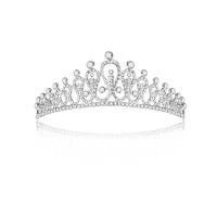 Bridal Tiaras, Zinc Alloy, Crown, silver color plated, with rhinestone, white 