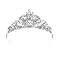 Bridal Tiaras, Zinc Alloy, Crown, silver color plated, with rhinestone, white 