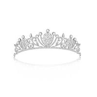 Bridal Tiaras, Zinc Alloy, Crown, silver color plated, with rhinestone, white 