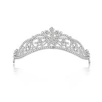 Bridal Tiaras, Zinc Alloy, Crown, silver color plated, with rhinestone, white 