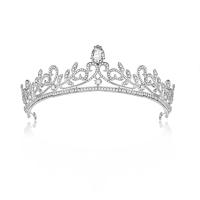 Braut Diademe, Zinklegierung, Krone, silberfarben plattiert, mit Strass, weiß, 158x45mm, verkauft von PC