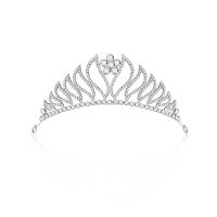 Braut Diademe, Zinklegierung, Krone, silberfarben plattiert, mit Strass, weiß, 146x48mm, verkauft von PC