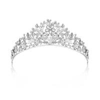 Bridal Tiaras, Zinc Alloy, Crown, silver color plated, with rhinestone, white 