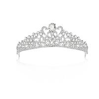 Bridal Tiaras, Zinc Alloy, Crown, silver color plated, with rhinestone, white 