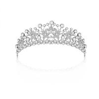 Bridal Tiaras, Zinc Alloy, Crown, silver color plated, with rhinestone, white 