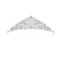 Bridal Tiaras, Zinc Alloy, Crown, silver color plated, with rhinestone, white 