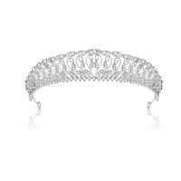 Braut Diademe, Zinklegierung, Krone, silberfarben plattiert, mit Strass, weiß, 155x37mm, verkauft von PC