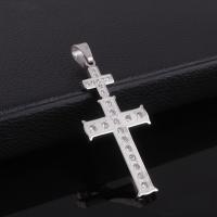 Stainless Steel Cross Pendants, with rhinestone, original color Approx 3-5mm 