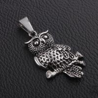 Stainless Steel Animal Pendants, Owl, blacken Approx 3-5mm 