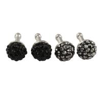 Earphone Dustproof Plug Stopper, Zinc Alloy, with Rhinestone Clay Pave, platinum color plated 