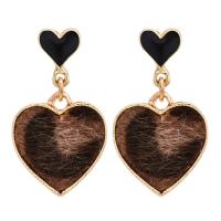 Zinc Alloy Drop Earring, with Cotton Thread, gold color plated & for woman & enamel, 38mm, 17mm 