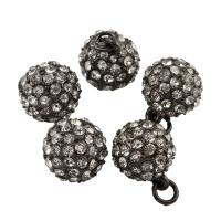 Zinc Alloy Rhinestone Pendants, Round, plumbum black color plated, with rhinestone Approx 2mm 