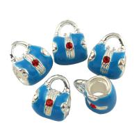 Rhinestone Zinc Alloy Beads, Handbag, silver color plated, enamel & with rhinestone Approx 2.5mm 