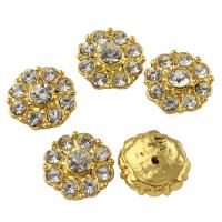 Zinc Alloy Cabochon, Flower, gold color plated, with rhinestone 