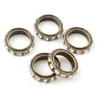 Zinklegierung Verbindungsring, Kreisring, antike Bronzefarbe plattiert, mit Strass & großes Loch, 19x19x4mm, Bohrung:ca. 15mm, 10PCs/Tasche, verkauft von Tasche