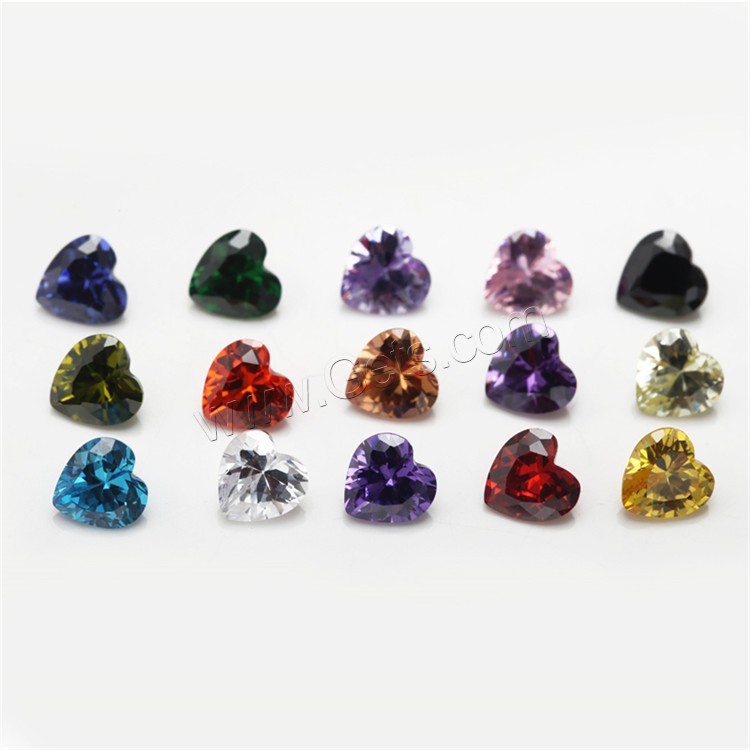 Cabochons en zircone cubique, zircon cubique, coeur, normes différentes pour le choix & dos de Rivoli, couleurs mélangées, 15PC/sac, Vendu par sac