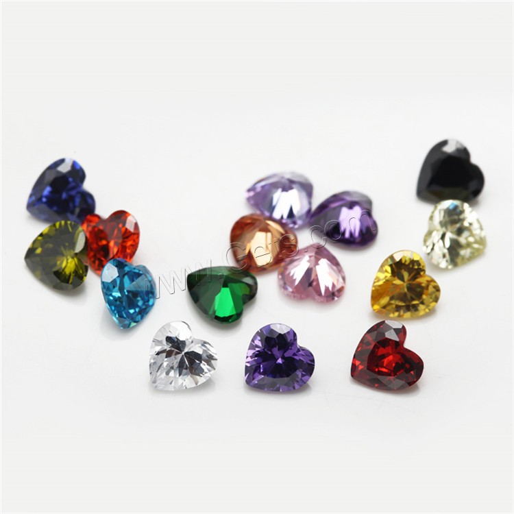 Cabochons en zircone cubique, zircon cubique, coeur, normes différentes pour le choix & dos de Rivoli, couleurs mélangées, 15PC/sac, Vendu par sac