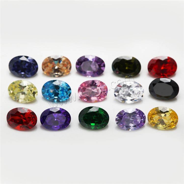 Cabochons en zircone cubique, zircon cubique, ovale, normes différentes pour le choix & dos de Rivoli, couleurs mélangées, 15PC/sac, Vendu par sac