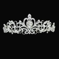 Bridal Tiaras, Brass, platinum color plated, for woman & with rhinestone 