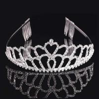 Bridal Tiaras, Brass, platinum color plated, for woman & with rhinestone 