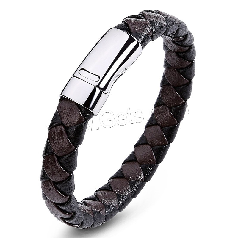 cuir PU bracelet, avec acier inoxydable, normes différentes pour le choix & pour homme, plus de couleurs à choisir, Vendu par brin