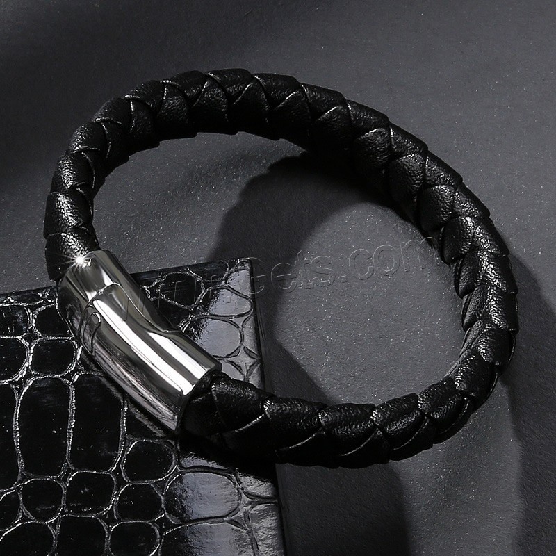 cuir PU bracelet, avec acier inoxydable, normes différentes pour le choix & pour homme, plus de couleurs à choisir, Vendu par brin