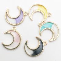 Zinc Alloy Enamel Pendants, Moon, gold color plated, double-sided enamel & two tone Approx 2-3mm 