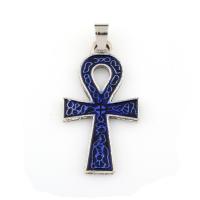 Zinc Alloy Cross Pendants, antique silver color plated, enamel Approx 