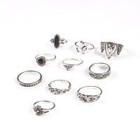 Zink-Legierung Ring Set, Zinklegierung, silberfarben plattiert, für Frau & Emaille, Größe:1-6.5, 10PCs/Menge, verkauft von Menge