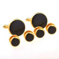 Brass Cufflinks, with Carbon Fibre, plated, Unisex 10mm, 18mm 