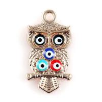 En alliage de zinc mal pendant des yeux, hibou, Placage de couleur d'or, Mignon & motif de mauvais œil & émail, sans plomb et cadmium Environ 2.5mm Vendu par sac