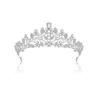 Bridal Tiaras, Zinc Alloy, Crown, silver color plated, with rhinestone, white 