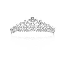 Bridal Tiaras, Zinc Alloy, Crown, silver color plated, with rhinestone, white 