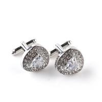 Zinc Alloy Cufflinks, plated, Unisex & with cubic zirconia 