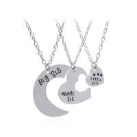 Zinc Alloy Puzzle Friendship Necklace, Heart, plated, oval chain & with letter pattern & for woman & enamel Approx 17.7 Inch 