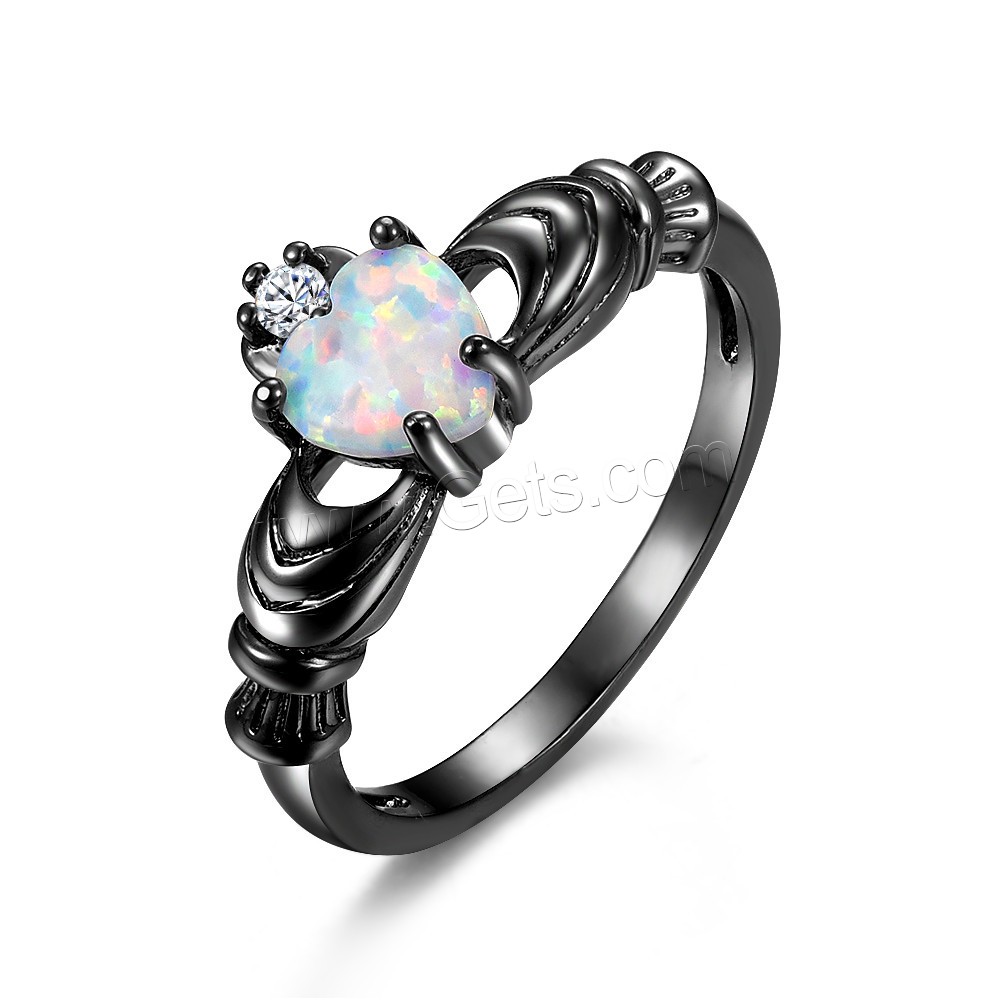 alliage de zinc bague, avec Opale, Placage, normes différentes pour le choix & pour femme & avec strass, plus de couleurs à choisir, Vendu par PC