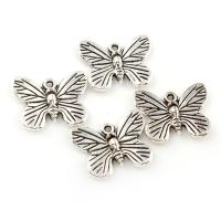 Colgantes Animales de Aleación de Zinc, Mariposa, chapado en color de plata antigua, libre de plomo & cadmio, 18x14x3mm, agujero:aproximado 1mm, 100T/Bolsa, Vendido por Bolsa