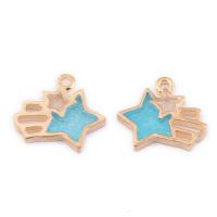 Zinc Alloy Star Pendant, gold color plated, enamel 